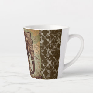 Tasse Latte Éléphant Vintage , Éléphant Antique, Brun Beigie 