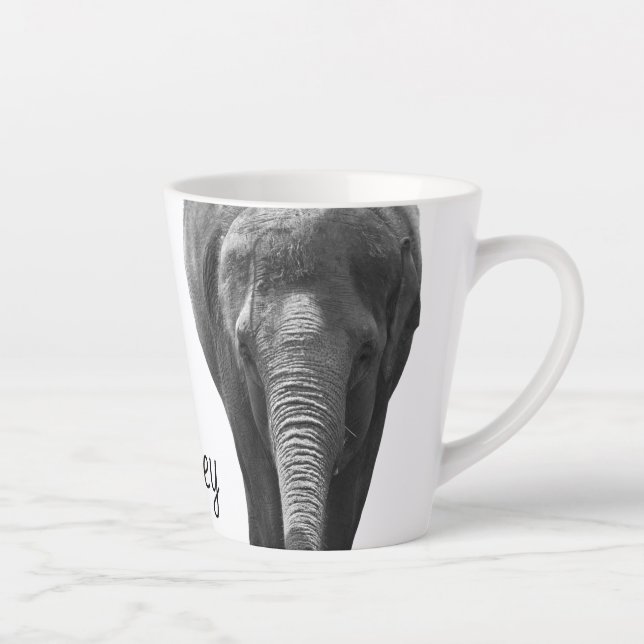 Tasse Latte Elephant Wildlife Art Nom personnalisé Animal (Droite)