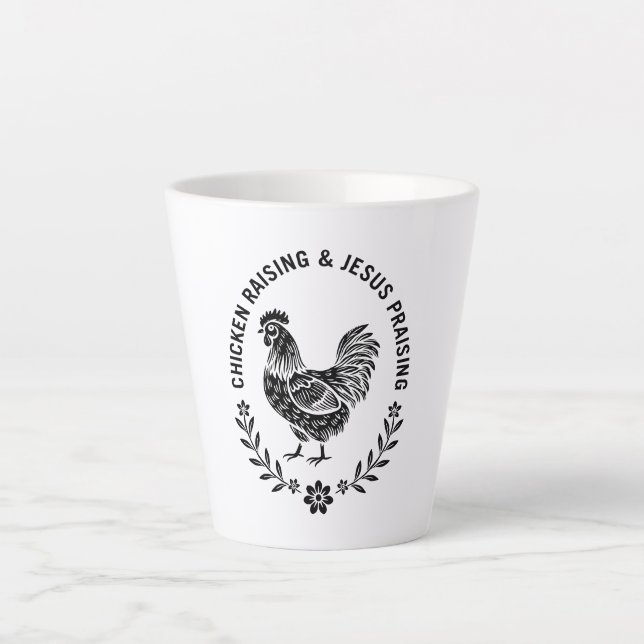 Tasse Latte Élevage de poulet et collecte de Jésus (Devant)