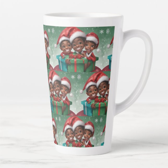 Tasse Latte Elfe de Noël afro-américain (Droite)