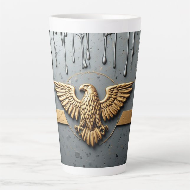 Tasse Latte Emblème d'aigle doré aux ailes déployées (Devant)