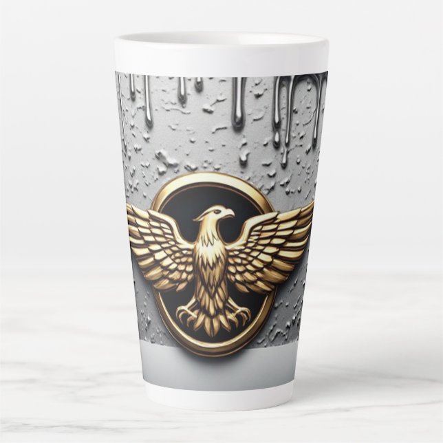 Tasse Latte Emblème d'aigle doré aux ailes déployées (Devant)