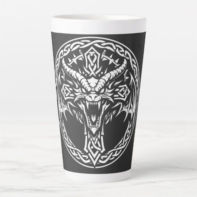 Tasse Latte Emblème Dragon Celtique par BurnsInHell (Devant)