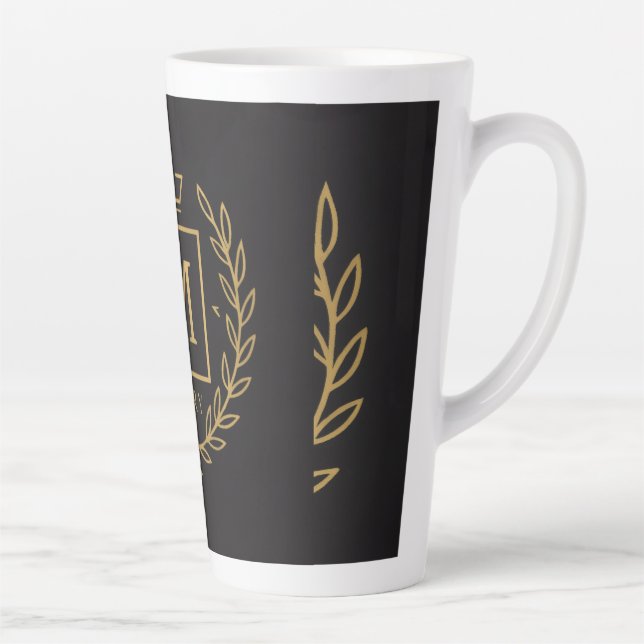 Tasse Latte "Emblème Royal NMKY – Monogramme M Crest Design" (Droite)
