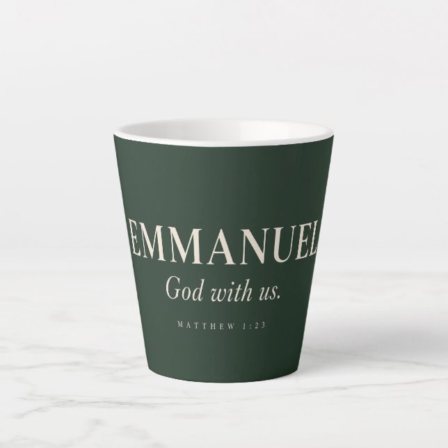 Tasse Latte EMMANUEL | Matthieu 1:23 | Noël (Devant)