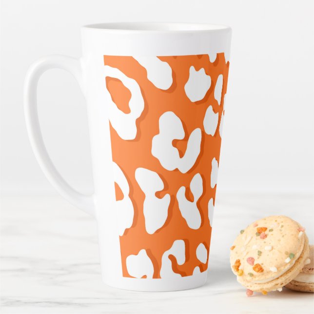 Tasse Latte Empreinte de léopard blanc Orange (En situation)