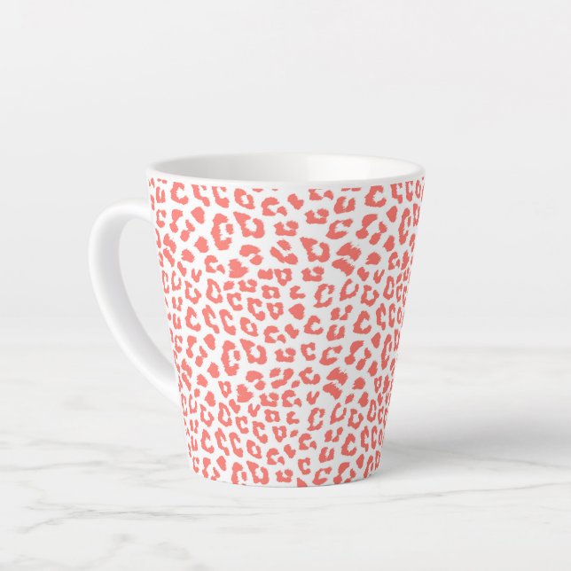 Tasse Latte Empreinte de léopard de corail (Angle gauche)