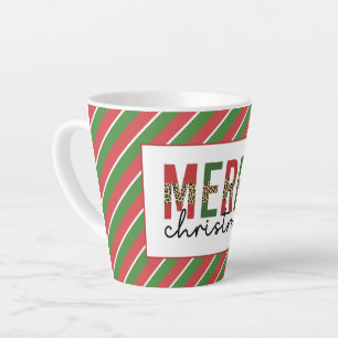 Tasse Latte Empreinte de léopard de Noël moderne Red Green Str