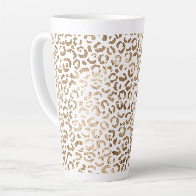 Tasse Latte Empreinte de léopard d'or blanc (Angle gauche)