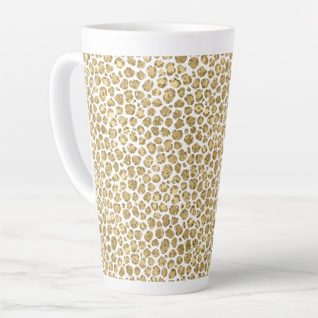 Tasse Latte Empreinte de léopard Glitzy Glam Gold Parties scin (Angle gauche)