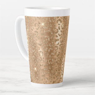 Tasse Latte Empreinte de léopard Gold Glam Parties scintillant