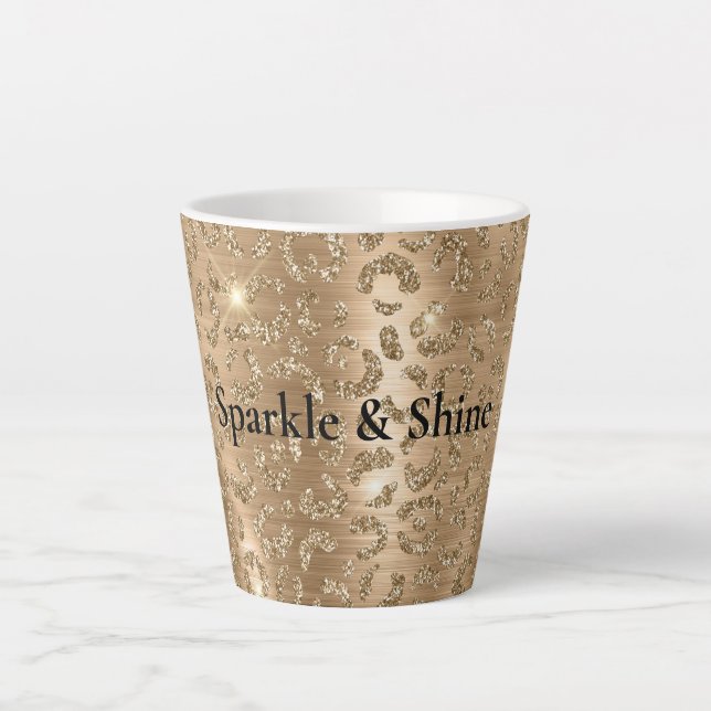 Tasse Latte Empreinte de léopard Gold Glam Parties scintillant (Devant)