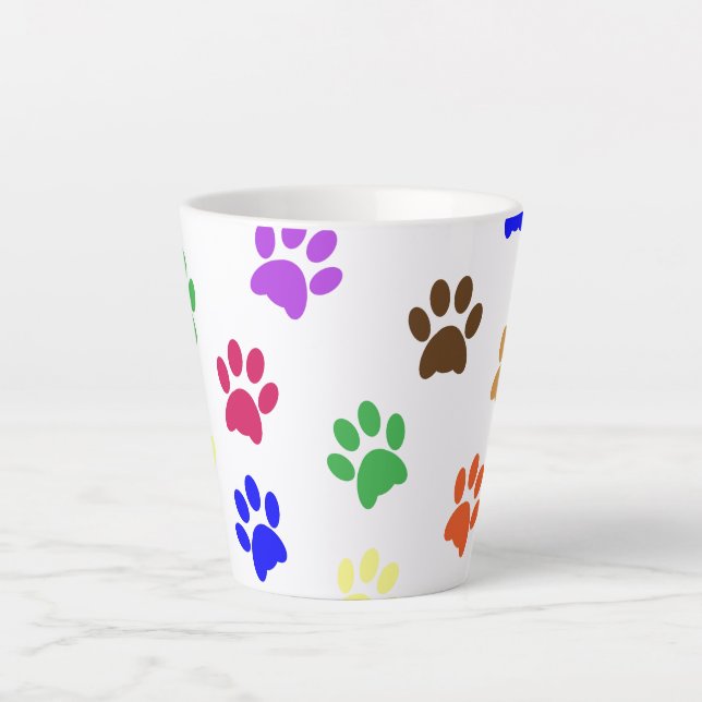 Tasse Latte Empreintes de pattes de chiens colorés (Devant)