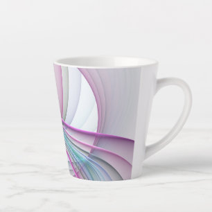 Tasse Latte En Mouvement, Art Fractal Abstrait Moderne Coloré