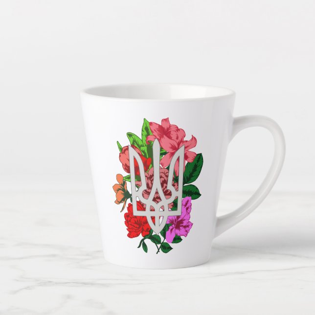 Tasse Latte Encore botanique et trident ukrainien tryzub (Droite)