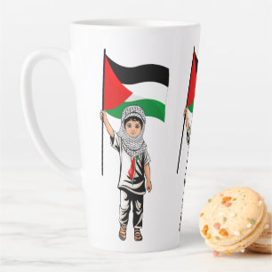 Tasse Latte Enfant avec Keffiyeh Palestine Drapeau et olivier