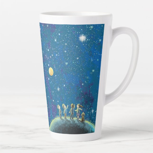 Tasse Latte Enfants Regardant Night Sky (Droite)