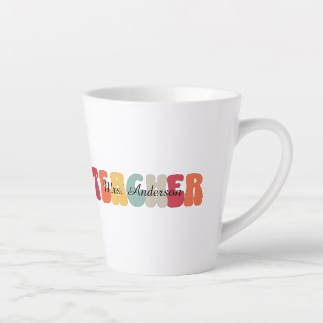 Tasse Latte Enseignant-Enseignement-Rétro-Amusant (Droite)