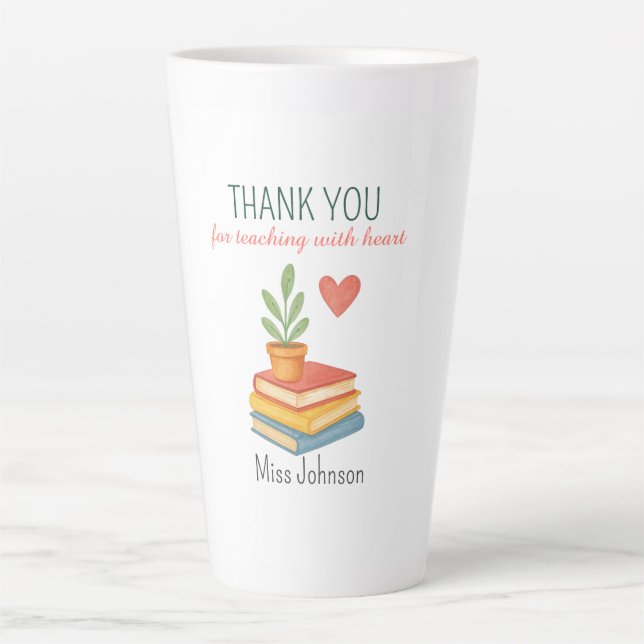 Tasse Latte Enseignant Merci - Cadeau d'appréciation du coeur (Devant)