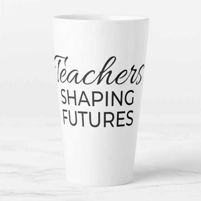 Tasse Latte Enseignants Façonner l'Avenir Or Noir Motivation  (Devant)
