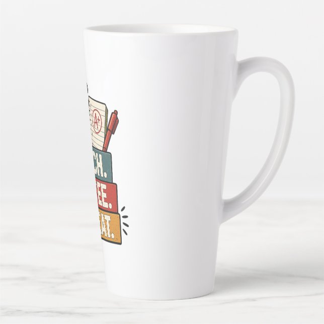 Tasse Latte Enseigner Café Répéter Prof Retro Rentrée Scolaire (Droite)