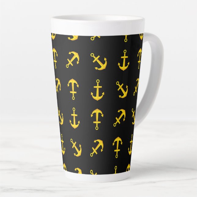 Tasse Latte Ensemble d'Ancres en bateau doré (Angle droit)
