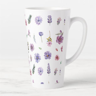 Tasse Latte Ensemble de cottage à l'aquarelle de fleurs de pri