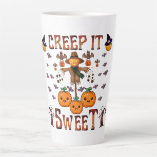 Tasse Latte épouvantail citrouille kawaii halloween art d'auto