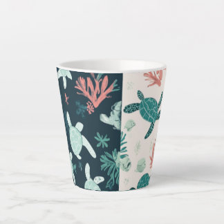 Tasse Latte Escapade sous-marine - Art de la tortue de mer
