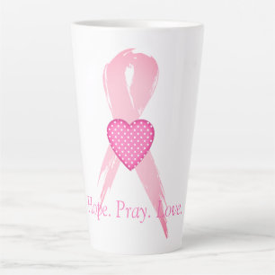 Tasse Latte Espérons. Priez. Amour. Sensibilisation au cancer