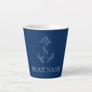 Tasse Latte Esprit nautique Ancre Marine Bleu