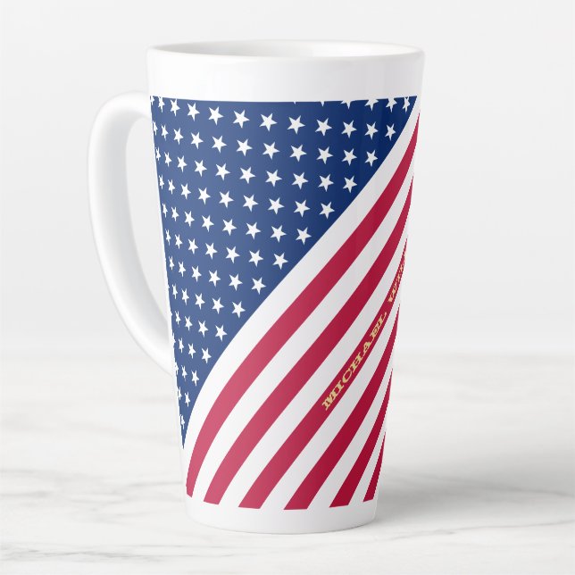 Tasse Latte États-Unis américain Drapeau Stars Stripes Personn (Angle gauche)