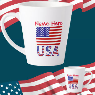 Tasse Latte États-Unis d'Amérique Drapeau américain Rouge Pers