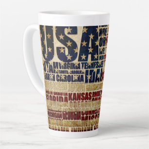 Tasse Latte États-Unis et leurs États fédéraux en étoiles et b