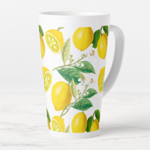Tasse Latte Été, agrumes, style méditerranéen floral, citron