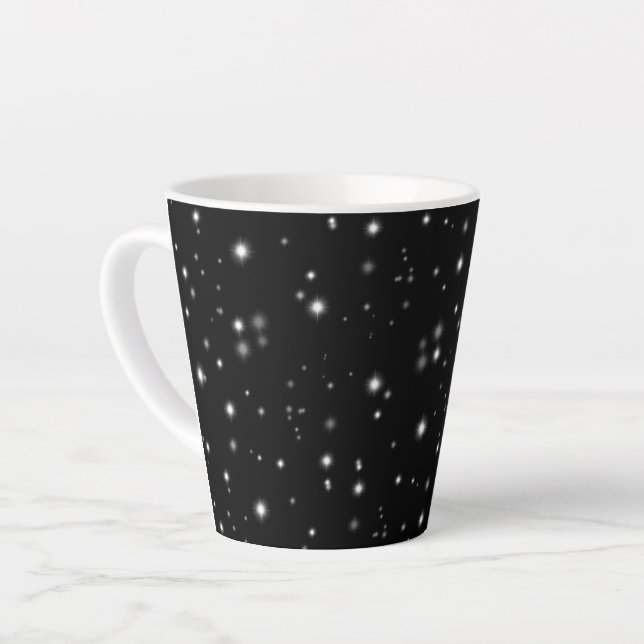 Tasse Latte Étincelles de lumière noir et blanc (Angle gauche)