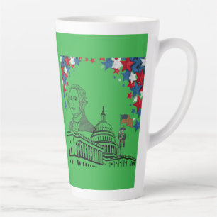 Tasse Latte Étincelles dorées de vert kelly de juillet