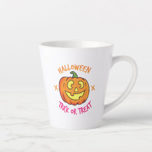 Tasse Latte Étiquette de citrouille Halloween Trick or Treat