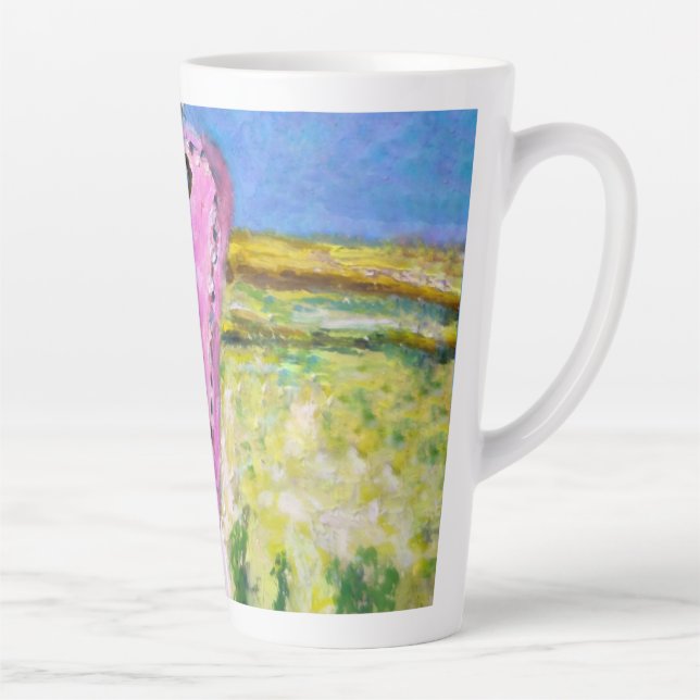 Tasse Latte Étiquette Rose (Droite)