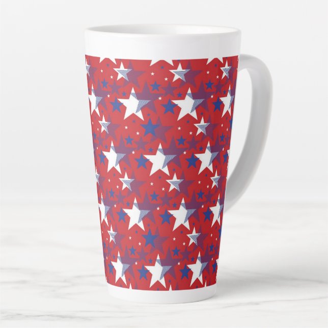 Tasse Latte Étoiles Bleues Et Blancs (Angle droit)