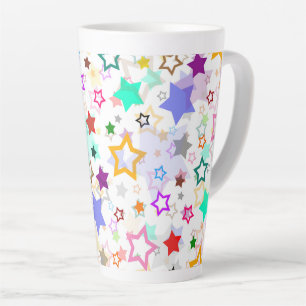 Tasse Latte Étoiles colorées blanches