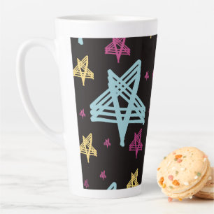Tasse Latte Étoiles qui se balancent rose bleu noir