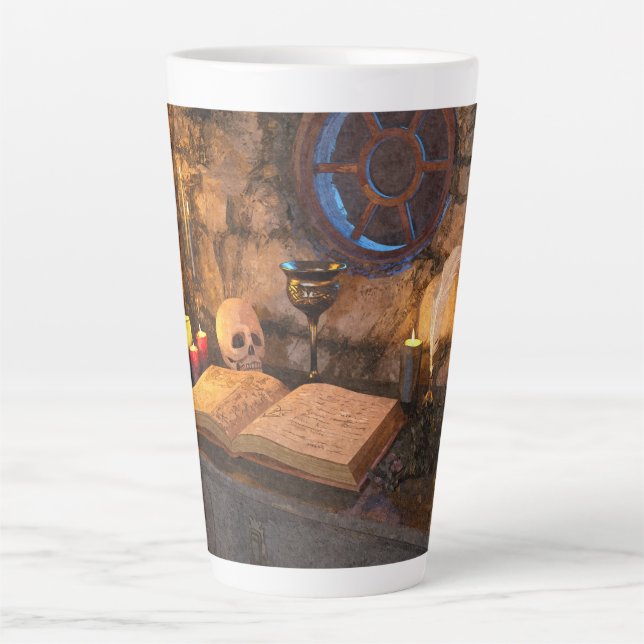 Tasse Latte Étude de sorcier de fantasy médiéval (Devant)