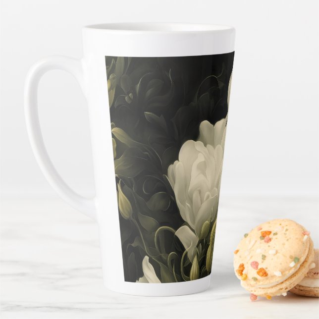 Tasse Latte Étude d'une fleur de pivoine (En situation)
