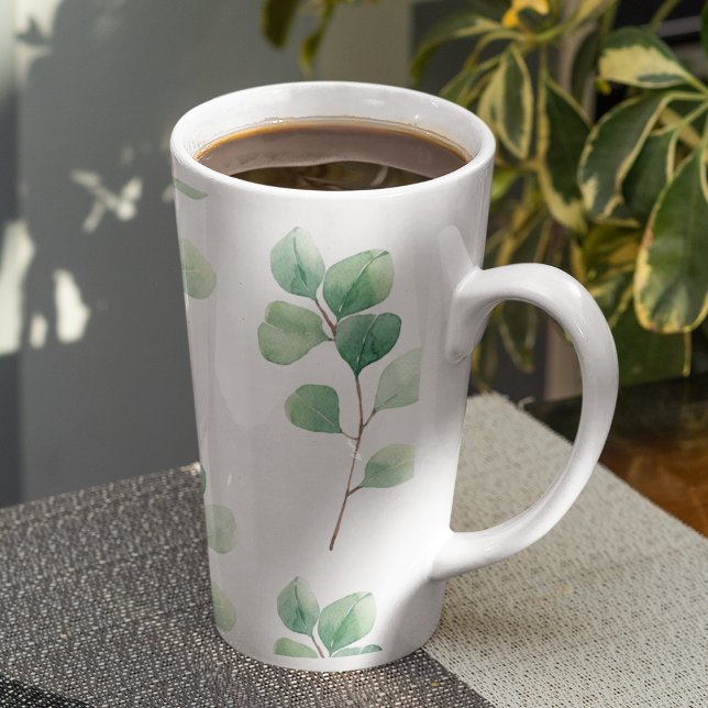 Tasse Latte Eucalyptus Motif vert (Créateur téléchargé)