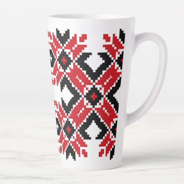 Tasse Latte Europe de l'Est Motif, folklore traditionnel, folk (Droite)