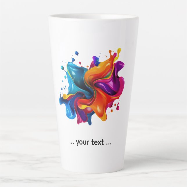 Tasse Latte explosion de taches de peinture (Devant)
