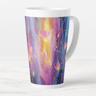 Tasse Latte Explosion florale lumineuse abstraite