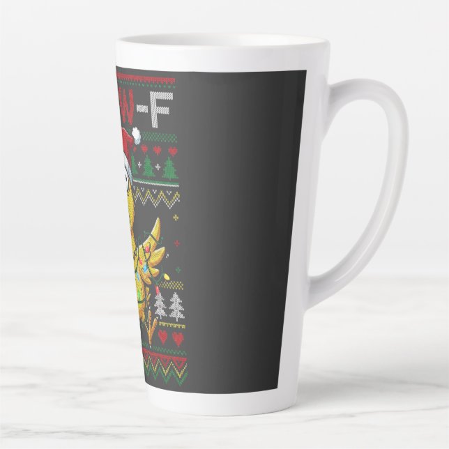 Tasse Latte F-CAW-F Funny Screaming Chicken Ugly Christmas (Droite)
