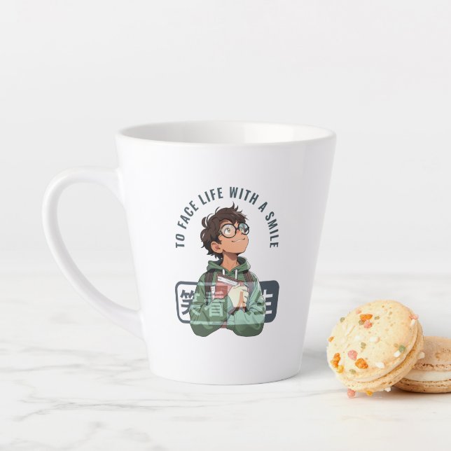 Tasse Latte Face à la vie avec un sourire | (En situation)